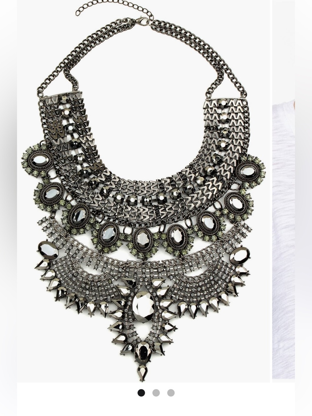 Eye Candy Statement Multilayer Bib Necklace - Silver Tone